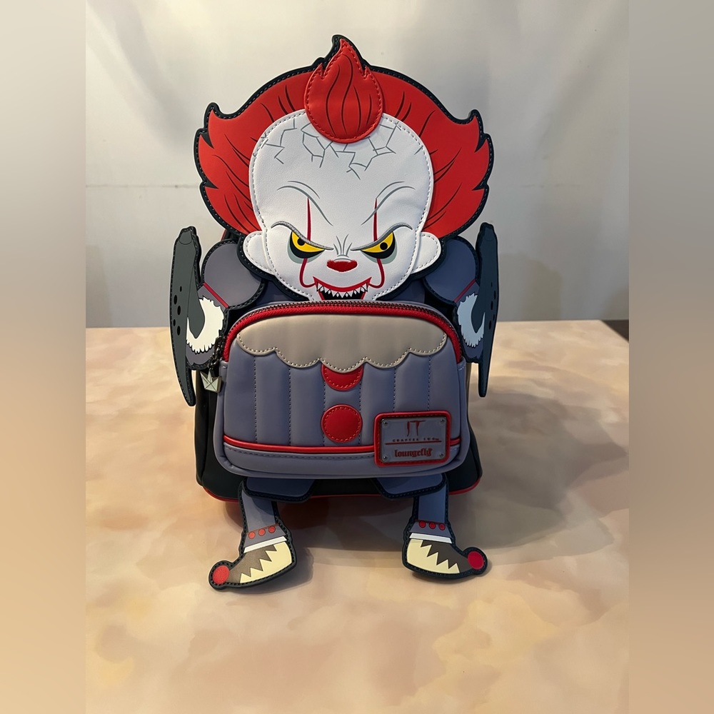 Loungefly Red White Gray Pennywise Backpack